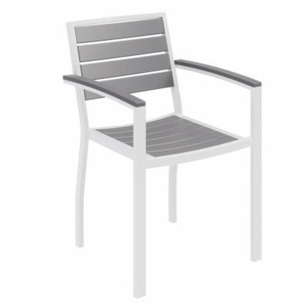 Kfi KFI Outdoor Arm Chair - Gray with Silver Frame - Ivy Series OL5601-WH-GY